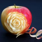Rose carved from an apple