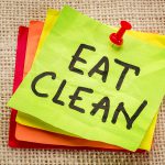 'clean eating' on a post-it note