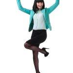 Successful young business woman happy for her success jumping. I
